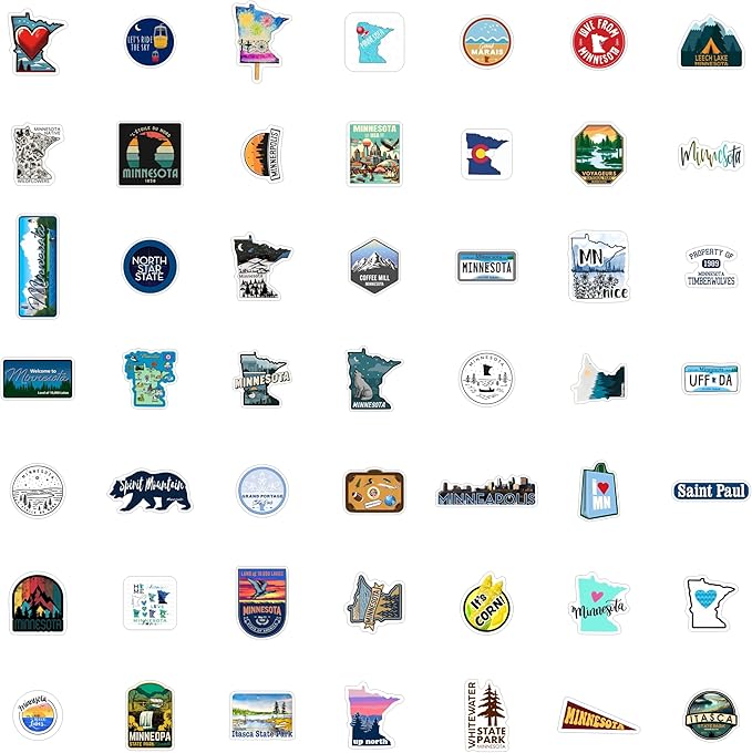 BulbaCraft Minnesota Stickers for Water Bottle and Laptop - State Souvenirs, Decorations & Gifts, Waterproof Vinyl Decals, Gifts for Women & Men