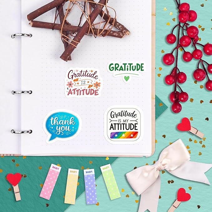 100Pcs Gratitude Stickers for Water Bottle, Thankful Sticker – Gratitude Gifts Bulk, Positive Quotes Decals – Gifts for Women & Men