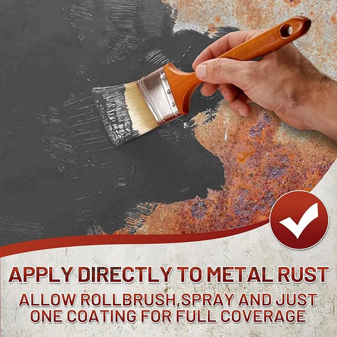Rust-Stop and Corrosion Permanently Rust Preventive Coating Anti-Rust Automotive Rust Reformer for Metal & Seal, Rust Converter Non-Porous Protective Barrier High Gloss Gray Metallic Paint 35 Fl Oz