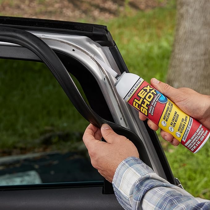 Flex Shot, Flexible Rubber Silicone Sealant, Waterproof Caulk, UV Resistant, No Caulk Gun Needed, Perfect for Kitchen, Bath, Showers, Sinks, Baseboards, Clear, 8oz, 2-Pack