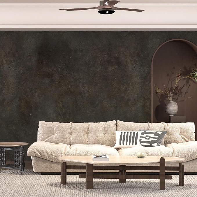 BOMENG Large Wide Concrete Wallpaper Peel and Stick 48"x354"Dark Grey Industrial Wallpaper Brown Tan Rusty Matte Black Cement Contact Paper with Air Guide Slot Wall Paper for Bathroom Bedroom Walls