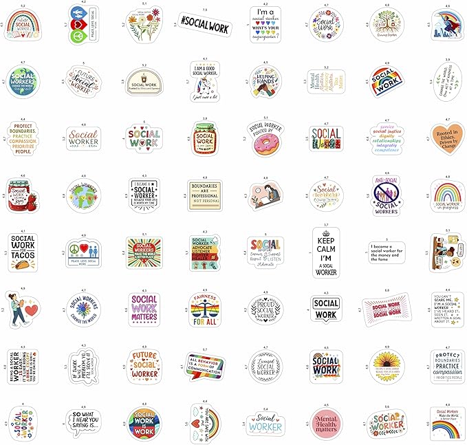 100Pcs Social Work Stickers for Laptop, for Water Bottle - Social Worker Gifts - Gift for Women & Men