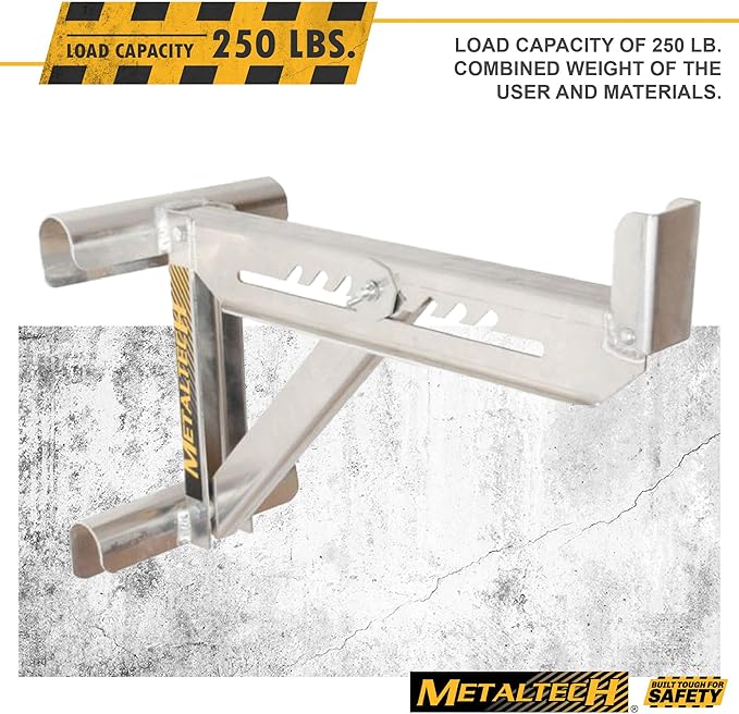 Metaltech 1 Unit 2-Rung Ladder Jack E-LJ20, Aluminum Jack for Scaffolding Extensions and Work Platforms, Scaffold, Masonry, Painting, Roofing Tool for Job Site and Home Improvement