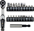CONQUER 22pc Mini Ratchet Screwdriver Set, 1/4" Right Angle Phillips Kit | 72-tooth gear, 5° swing, 48 ft-lbs torque, Cr-V/S2 steel, spin disk, quick-release bits, EVA tray, EDC tight-space tool