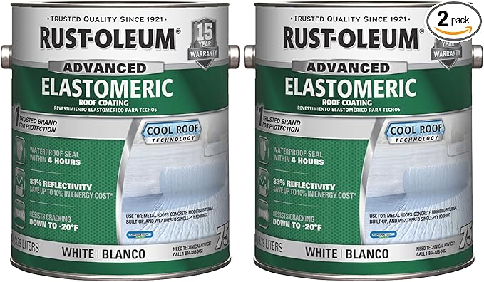 Rust-Oleum 750 Elastomeric Roof Coating, Gallon, White, 2 Pack