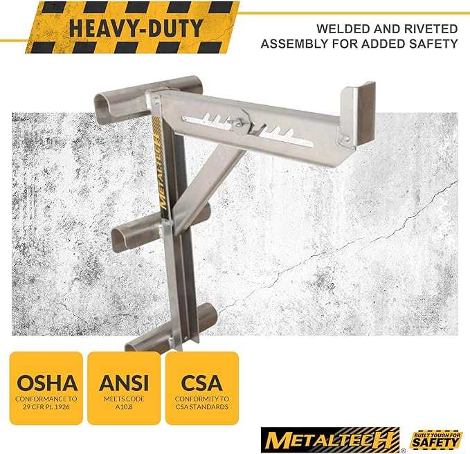 Metaltech 1 Unit 3-Rung Ladder Jack E-LJ30, Aluminum Jack for Scaffolding Extensions and Work Platforms, Scaffold, Masonry, Painting, Roofing Tool for Job Site and Home Improvement