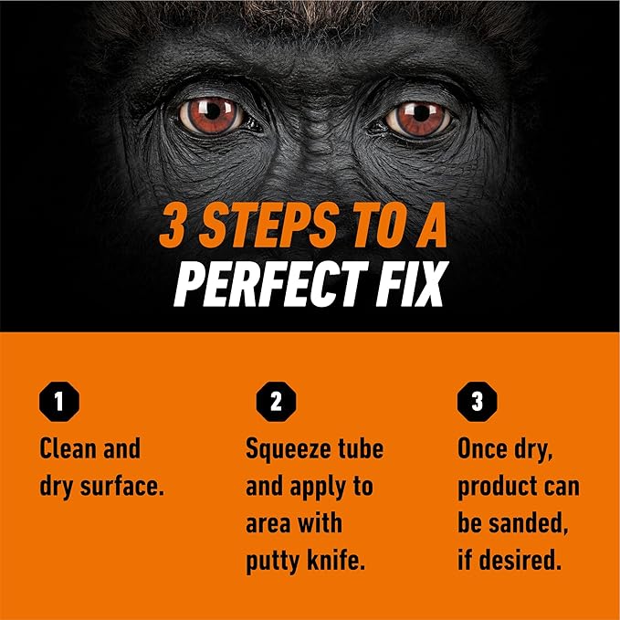 Gorilla All Purpose Wood Filler, Natural Color, 6 Ounce Tube (Pack of 6) - Water Resistant for Indoor or Outdoor Projects and Repairs
