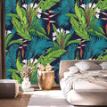 YQWDMX - Tropical Jungle Peel and Stick Wallpaper Green Leaves self-Adhesive Mural for Bedroom ZY13 S