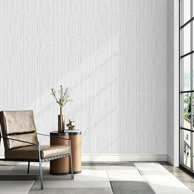 Grey Grasscloth Wallpaper Peel and Stick Texture Fabric Contact Paper | 15.74" X 118.11"Renter Friendly Self Adhesive Removable Waterproof Thick Vinyl for Room Walls Cabinets Furniture Drawers Desk