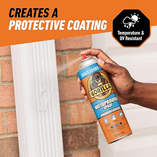 Gorilla Waterproofing Spray, Rubberized Sealant, Clear, 14 Ounce (Pack of 6) - Seals Out Water, Air, and Moisture