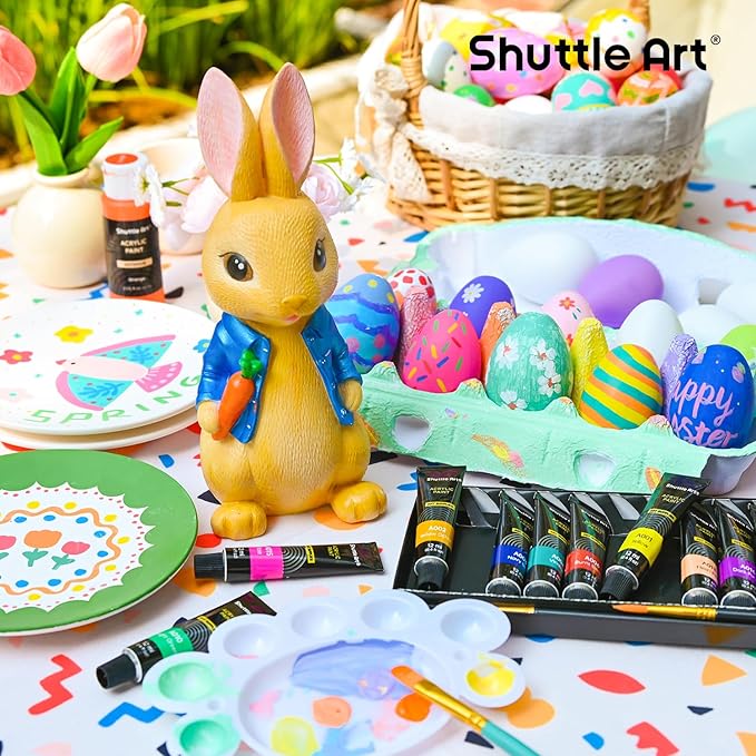 Shuttle Art Acrylic Paint Set, 16 x12ml Tubes Artist Quality Non Toxic Rich Pigments Colors Great for Kids Adults Professional Painting on Canvas Wood Clay Fabric Ceramic Crafts
