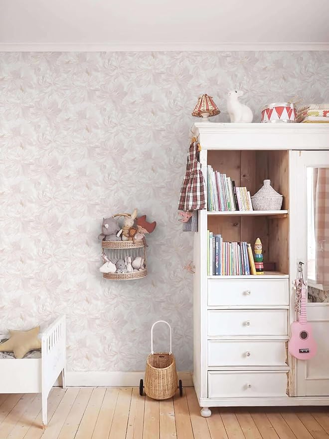 78.7"x17.3" Peel and Stick Wallpaper Pink Floral Boho Cute Contact Paper Pink Girly White Flower Wallpaper Removable Dorm Girls Wall Paper Self Adhesive Modern Kitchen Bedroom Vinyl Roll