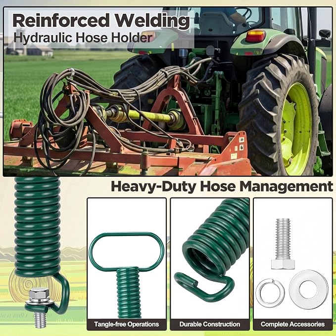 2 Pcs Hydraulic Hose Hanger Spring Clamp for Tractor, Green