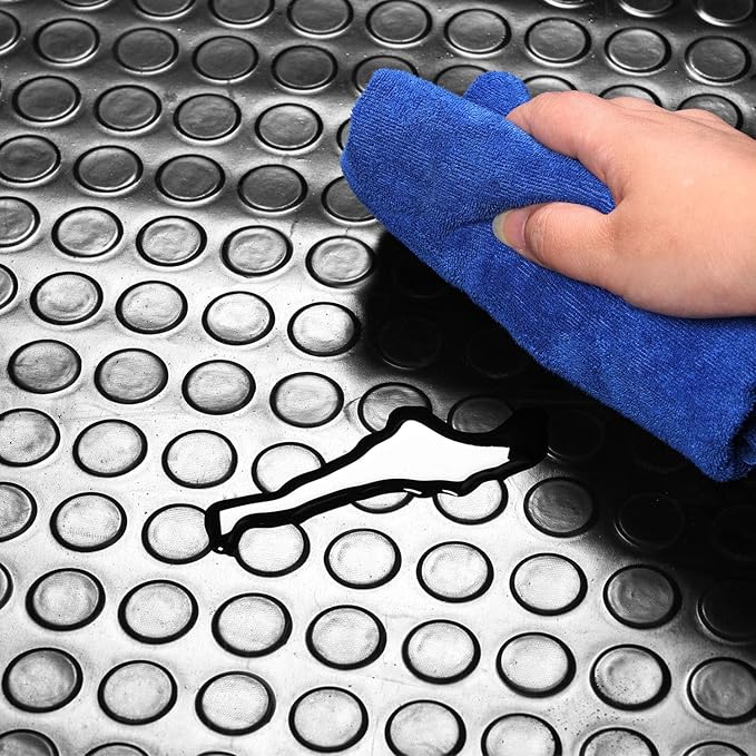Heavy Duty Coin-Grip Rubber Flooring Roll 4x8 FT, Multi-Purpose Waterproof Anti-Slip Floor Mat, Easy to Clean Under Equipment, Mats for Garage, Gym, Stable, Basement, Kennel