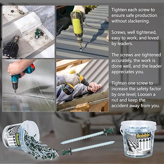 Metal Roofing Screws 10 x 3 inch, Green Hex Head Sheet Metal Roof Screw with EPDM Washer for Corrugated Roofing (250Pcs)