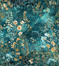 Floral Peel and Stick Wallpaper Teal Contact Paper 17.3in x 393in | Botanical Self Adhesive Wallpaper Vintage Floral Decor Vinyl for Bathroom Cabinets Teal Flower Removable Wall Paper Roll