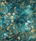 Floral Peel and Stick Wallpaper Teal Contact Paper 17.3in x 197in | Botanical Self Adhesive Wallpaper Vintage Floral Decor Vinyl for Bathroom Cabinets Teal Flower Removable Wall Paper Roll
