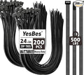 200 PCS Zip Ties 24 Inch Heavy Duty, Large Cable Ties 500lbs Tensile Strength, Black Zip Ties for Indoor and Outdoor Use, UV Resistant Wire Ties