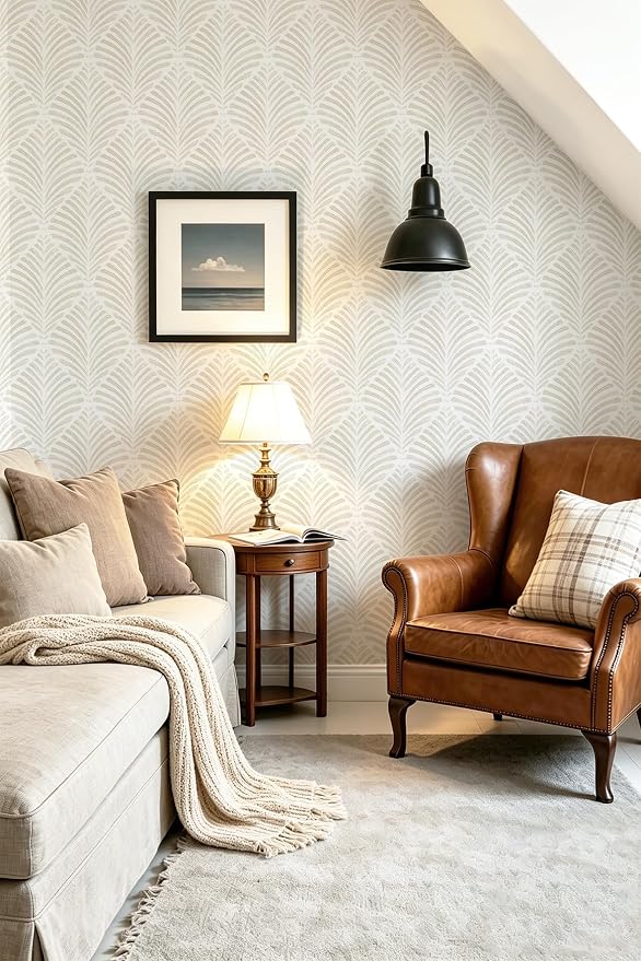 Safiyya 17.3"x393" Peel and Stick Wallpaper Boho Contact Paper Beige Neutral Modern Geometric Wall Paper Self Adhesive Removable Wallpaper for Bedroom Vinyl Rolls