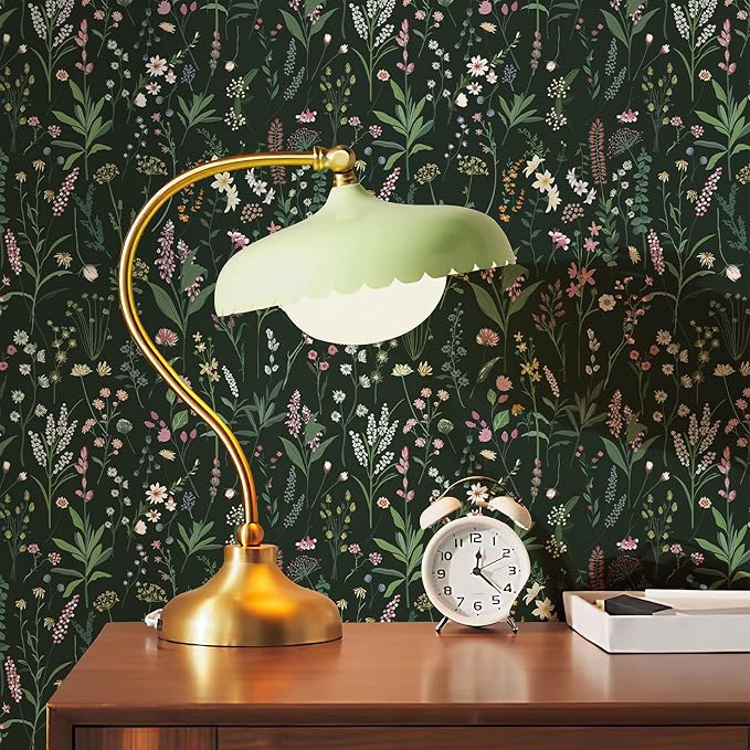 17.3'' x 118.1" Floral Peel and Stick Wallpaper Vinyl Flower Wallpaper Vintage Vinyl Peel and Stick Wall Paper for Kitchen Cabinet Furniture Renter Friendly (Covers 14.2 Sq Ft)
