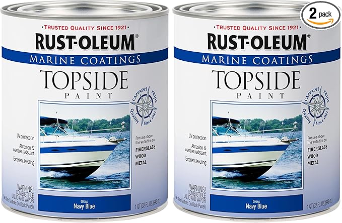 Rust-Oleum, Navy Blue, 207002 Marine Topside Paint, 1-Quart, 32 Fl Oz (Pack of 2), 11