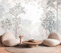 Jdayda Foggy Forest Wallpaper Mural Vintage Woodland Large | 170"x120" Not Self-Adhesive Wall Mural for Living Room Bedroom Bathroom