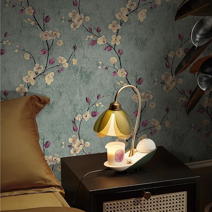 Floral Peel and Stick Wallpaper Flower Tree Contact Paper A Set of 17.5"x1200" Self Adhesive Removable Modern Sage Green Wall Paper Decorative Wall Covering Countertop Vinyl Film Roll