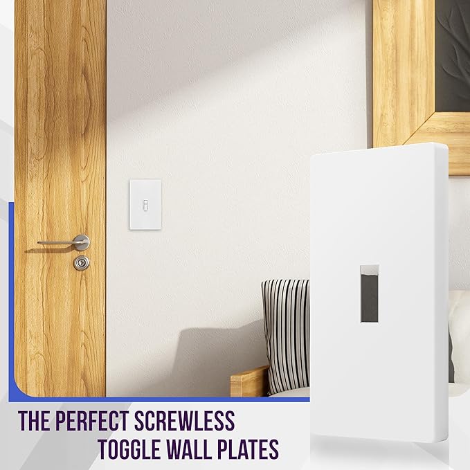 ENERLITES Screwless Toggle Switch Wall Plate, Child Safe Light Switch Cover, Standard 1-Gang 4.68" x 2.93", Unbreakable Polycarbonate Thermoplastic, UL Listed, SI8811-W-10PCS, Glossy White, 10 Pack