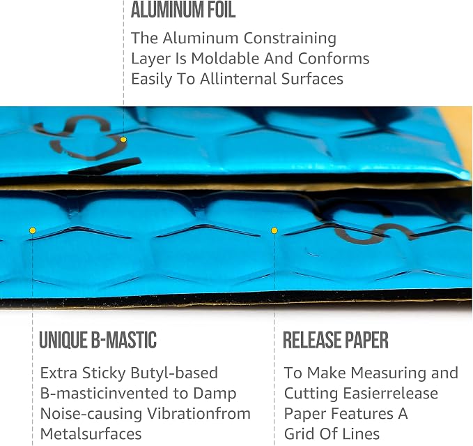 Amazon Basics Car Sound Deadening Mat, 14.5" x 10", 10-Pack, Noise and Heat Insulation, Self-Adhesive, Vibration Dampening