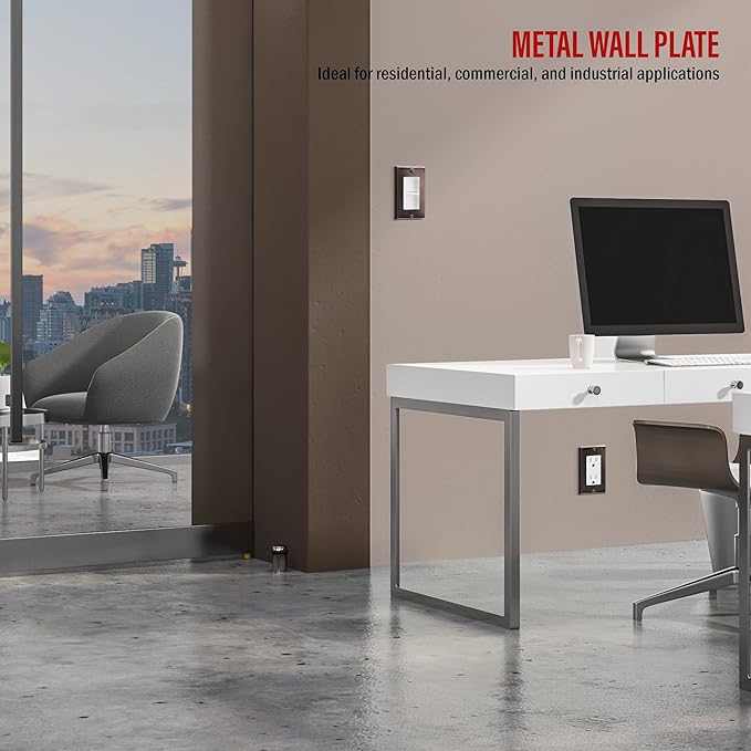 ENERLITES Decorator Switch Metal Wall Plate, Stainless Steel Outlet Cover, Corrosion Resistant, Standard Size 1-Gang 4.50" x 2.76", Stainless Steel 201, 7731-BBK, Brushed Black