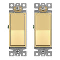 ENERLITES 3-Way Decorator Paddle Light Switch, Gloss Finish, Single Pole or Three Way, 3 Wire, Grounding Screw, Residential Grade, 15A 120V/277V, UL Listed, 93150-GD2P, Gold Color (2 Pack)