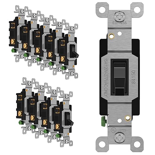 ENERLITES 4-Way Toggle Light Switch, Four Way, Side Wiring, Copper Wire Only, Grounding Screw, Residential Grade, 15A 125VAC 60Hz, UL Listed, 84150-BK-10PCS, Black 10 Pack