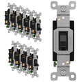 ENERLITES 4-Way Toggle Light Switch, Four Way, Side Wiring, Copper Wire Only, Grounding Screw, Residential Grade, 15A 125VAC 60Hz, UL Listed, 84150-BK-10PCS, Black 10 Pack