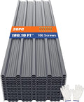 Brakki Metal Roofing Panels 20pcs 180.19 ft², 73.23"Lx17.72"W Grey Corrugated Galvanized Steel Roof Panels with Screw, Heavy Duty Metal Siding Suitable for Garages Chicken Coop Sheds Stables Patio