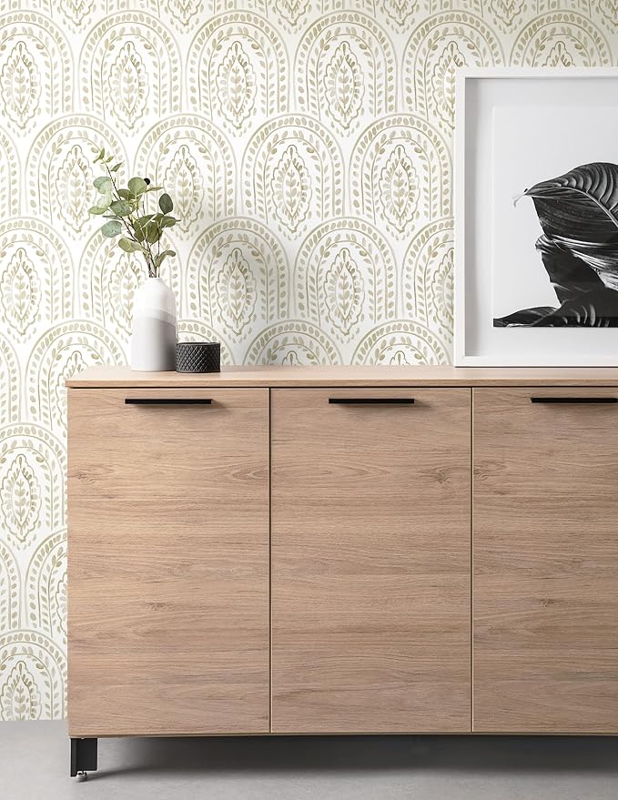Peel and Stick Wallpaper Modern Wall Paper Boho Removable Wallpaper Peel and Stick Brown and White Self-Adhesive Contact Paper for Bathroom Bedroom Kitchen Wall Decor 17.3" x 394"