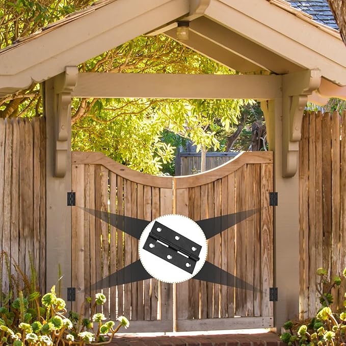 Murtenze 12 Pack 2.5 Inch Door Hinge Cabinet Hinge,Black Butt Hinges Ball Bearing Window Outdoor Hinges with Mounting Screws