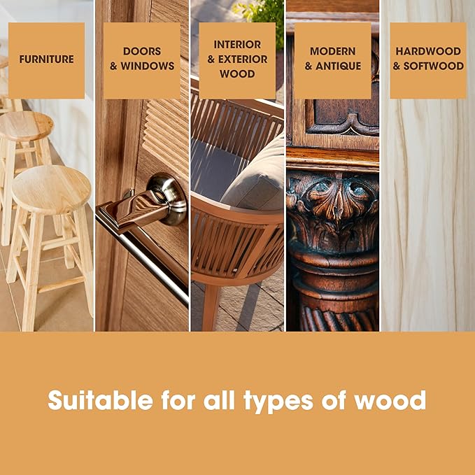 Furniture Clinic Wood Stain | Natural Oak | Water Based | Fast Drying, Low Odor, & Non-Toxic | for Indoor & Outdoor Furniture and More | Multiple Finishes | (17oz / 500ml)
