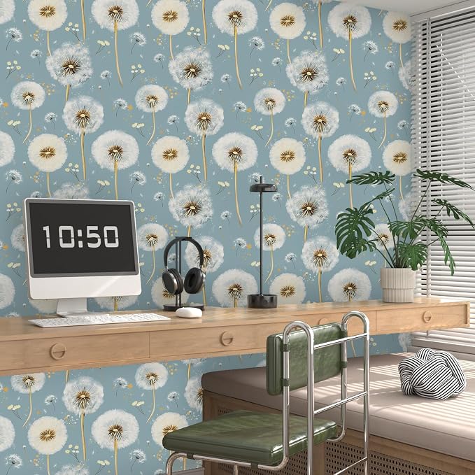 Light Navy Blue Flower Peel and Stick Contact Paper 17.5" × 118" | Self Adhesive/Removable/Waterproof/Thick Vinyl Contact Paper for Bathroom Bedroom Shelf Cabinet Drawer,Prepasted,Easy Peel