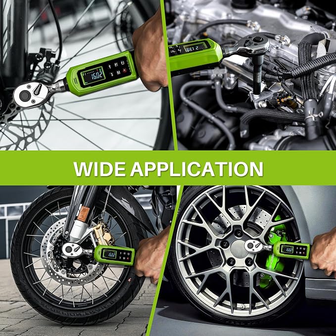 Digital Torque Wrench 3/8"Drive-0.66-44.25Ft.Lb for Bike Motorcycle | Electronic Torque Wrench(0.9-60N.m), Vibration Buzzer LED Indicator, ±2% Accuracy 5 Units for Precision Parts Engine Repair