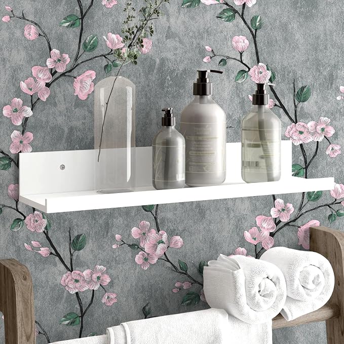 Floral Peel and Stick Wallpaper Flower Tree Contact Paper A Set of 17.5"x1200" Self Adhesive Removable Modern Grey Wall Paper Decorative Wall Covering Countertop Vinyl Film Roll
