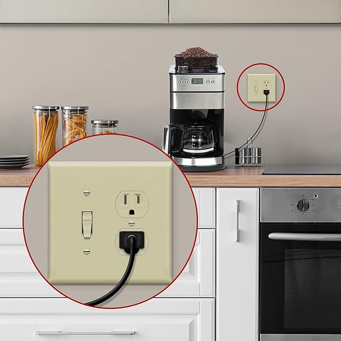 ENERLITES Combination Toggle Light Switch/Duplex Receptacle Outlet Wall Plate, Corrosive Resistant, Midway Size 2-Gang 4.88" x 4.92", 881121M-I