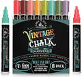 LANA & LUCA Liquid Chalk Markers for Blackboards - Wet Erase Marker Pens - Chalk Markers for Chalkboards Signs, Windows, Blackboard, Glass - 6mm Reversible Tip (8 Pack) - Vintage Colors Multicolor