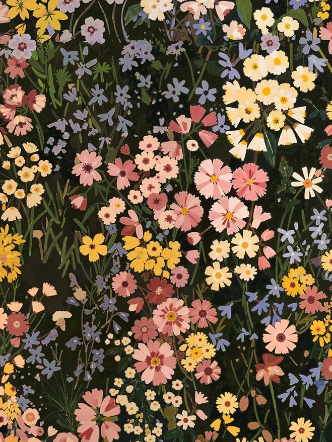 Vintage Floral Peel and Stick Wallpaper for Bedroom,Cabinets 17.3" x 118" | Textured Vinyl Contact Paper Self Adhesive Removable Waterproof Black/Green/Pink Stick on Wall paper for Kitchen Bathroom