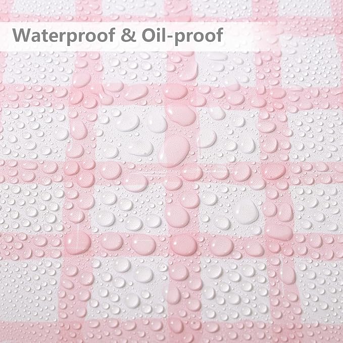 Plaid Wallpaper Peel and Stick, 17.7"x78.7" | Hand-Painted Pink, Self Adhesive, Vinyl, Removable, Boho Checkered Contact Paper for Bedroom, Living Room, Bathroom