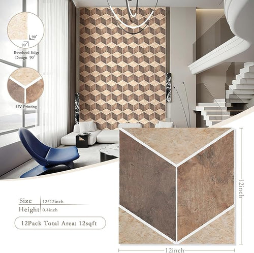 12Pack Acoustic Panels, Self-Adhesive Sound Proof Panels for Walls, Decorative Printing Sound Dampening Panels Sound Absorption Tiles for Studio, Office, Home, 12×12×0.4", Deep Marble Texture