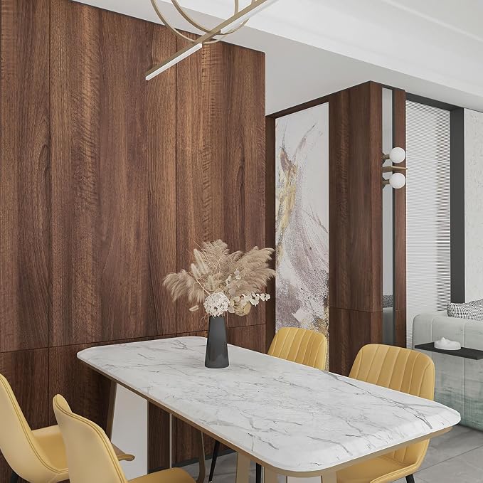 Large Walnut Wood Contact Paper 48x118 inch Peel and Stick Wood Grain Wallpaper Self-Adhesive Wooden Look Decorative Wallpaper Removable Countertop Vinyl Wrap for Drawer Liner Cabinets Walls