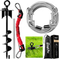 Snagle Paw Dog Tie Out Cable and Stake with Lock-Cap,Heavy Duty 20FT Dog Yard Leash & Stake with Shock Absorbing Bungee Tether,Rust Proof Ground Anchor for Yard, Beach, Camping & Outdoor,up to 360 Lbs