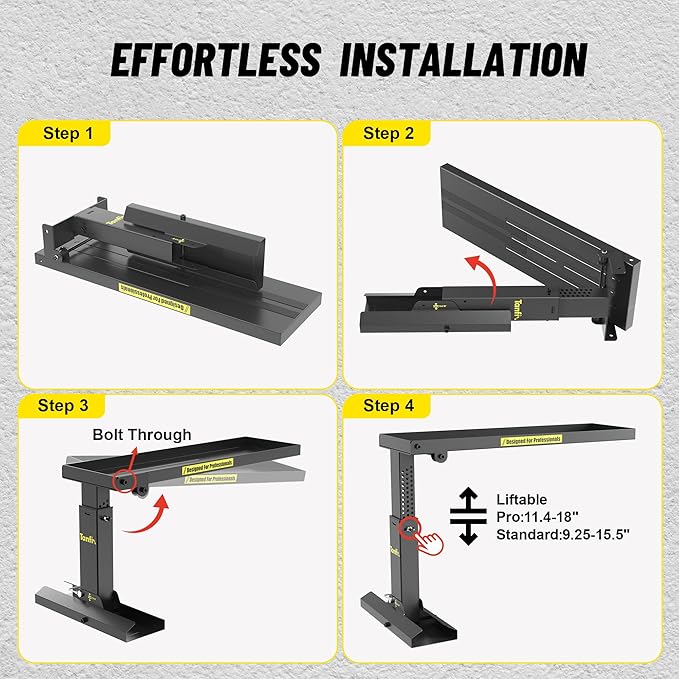 Foldable | Heavy-Duty Ladder Extender Pro, High Strength Steel Material Design Ladder Extension Pro for Stairs w/Non-Slip Mat, 11.4-18" Adjustable Height, Applicable Ladder Feet Spacing 25"