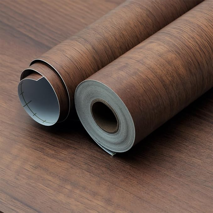 Large Walnut Wood Contact Paper Peel and Stick Wood Wallpaper Removable Self-Adhesive Wooden Grain Vinyl Wrap for Bedroom Kitchen Cabinet Countertop Furniture Decor 48x354 inch Matte Thicken