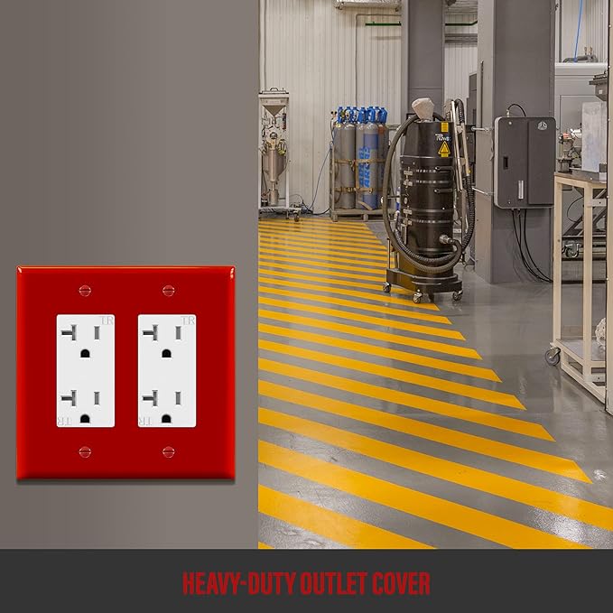 ENERLITES Decorator Light Switch or Receptacle Outlet Wall Plate, Mid-Size 2-Gang 4.88" x 4.92", Polycarbonate Thermoplastic, UL Listed, 8832M-R, Red